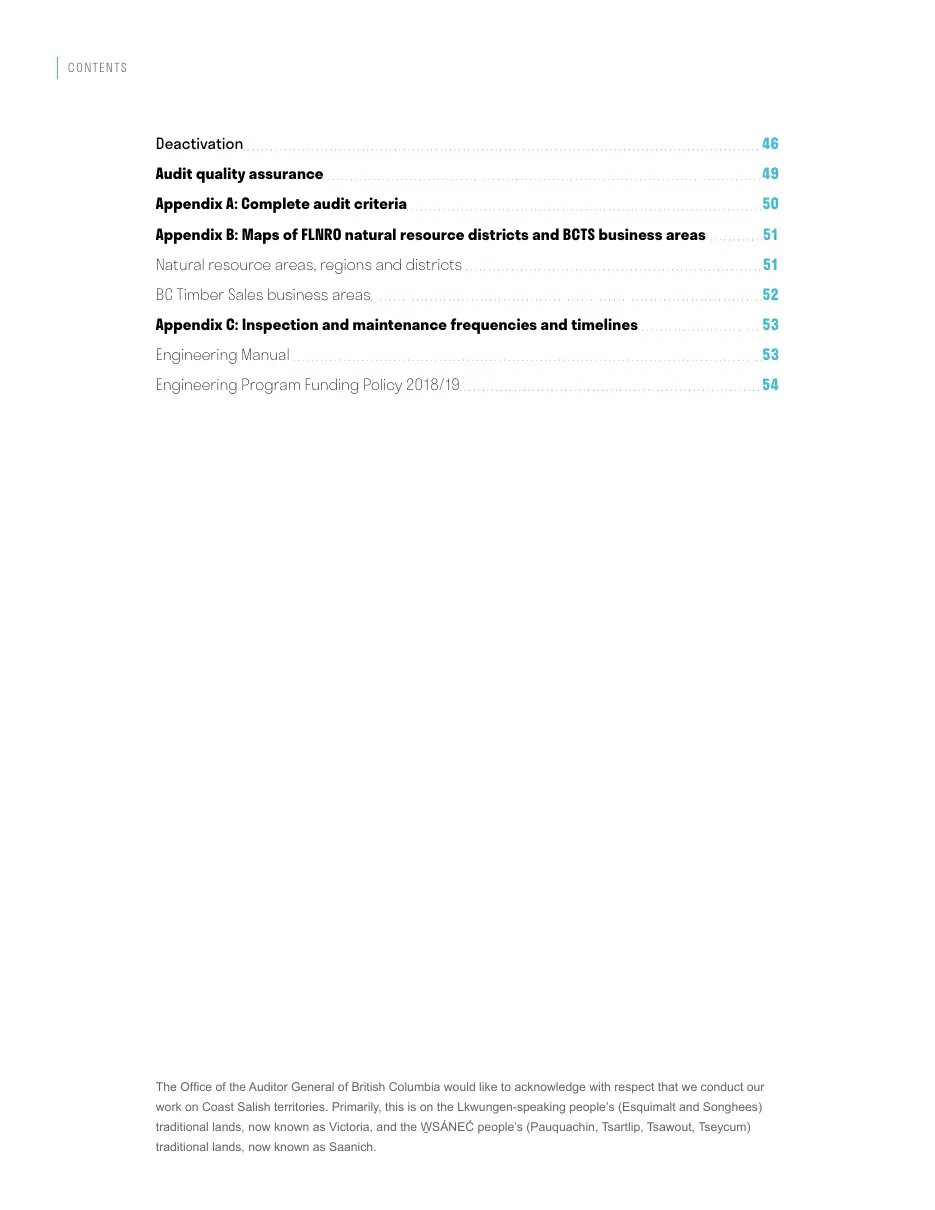 Page 4 of Management of Forest Service Roads, Auditor General of British Columbia, November 2020.