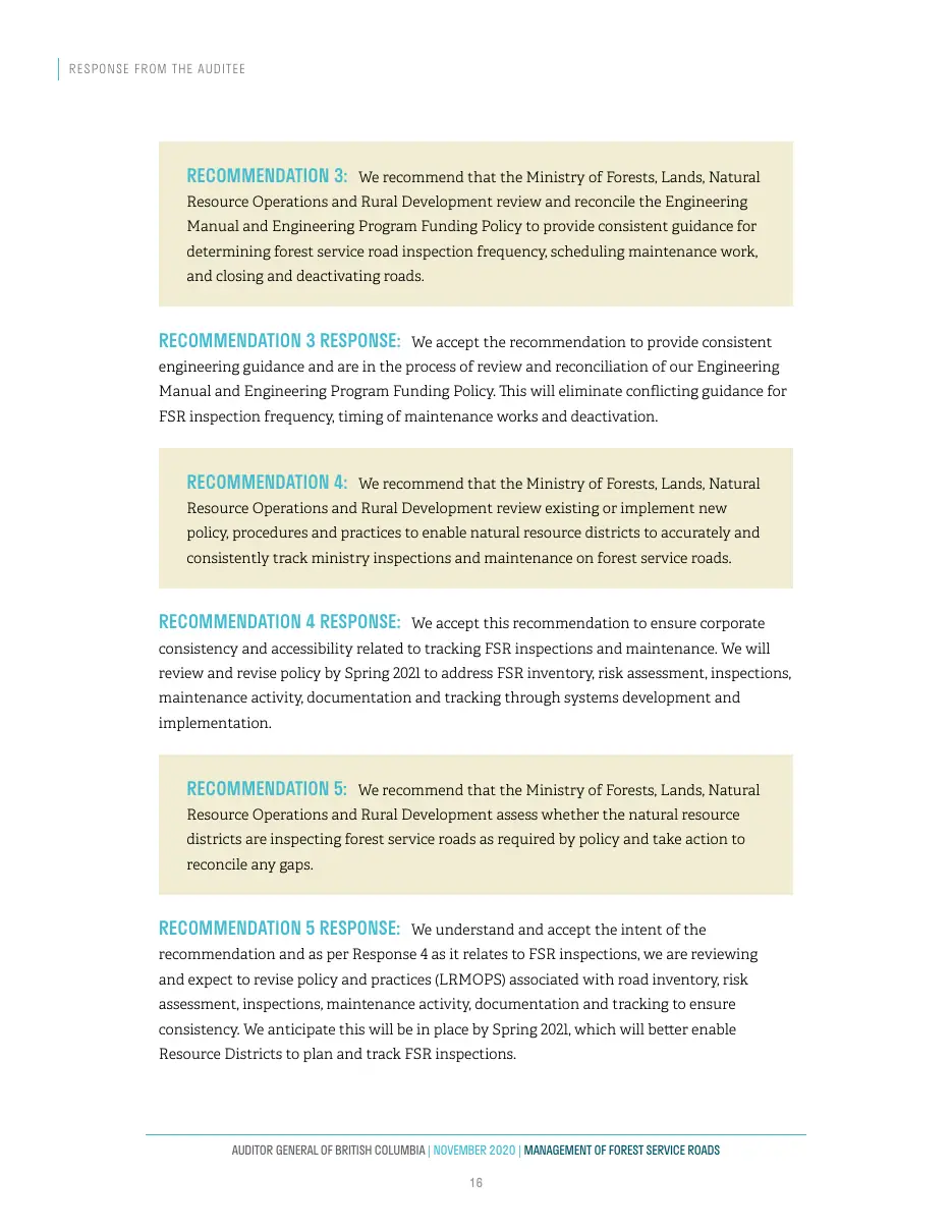 Page 17 of Management of Forest Service Roads, Auditor General of British Columbia, November 2020.