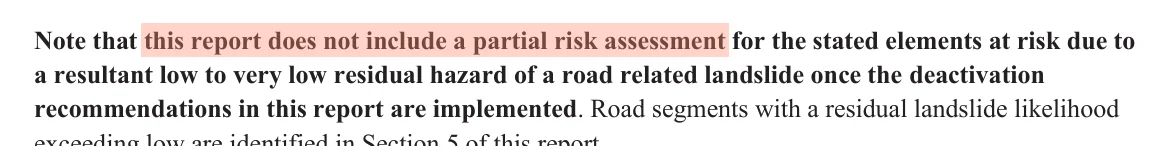 Highlighted: this report does not include a partial risk assessment.
