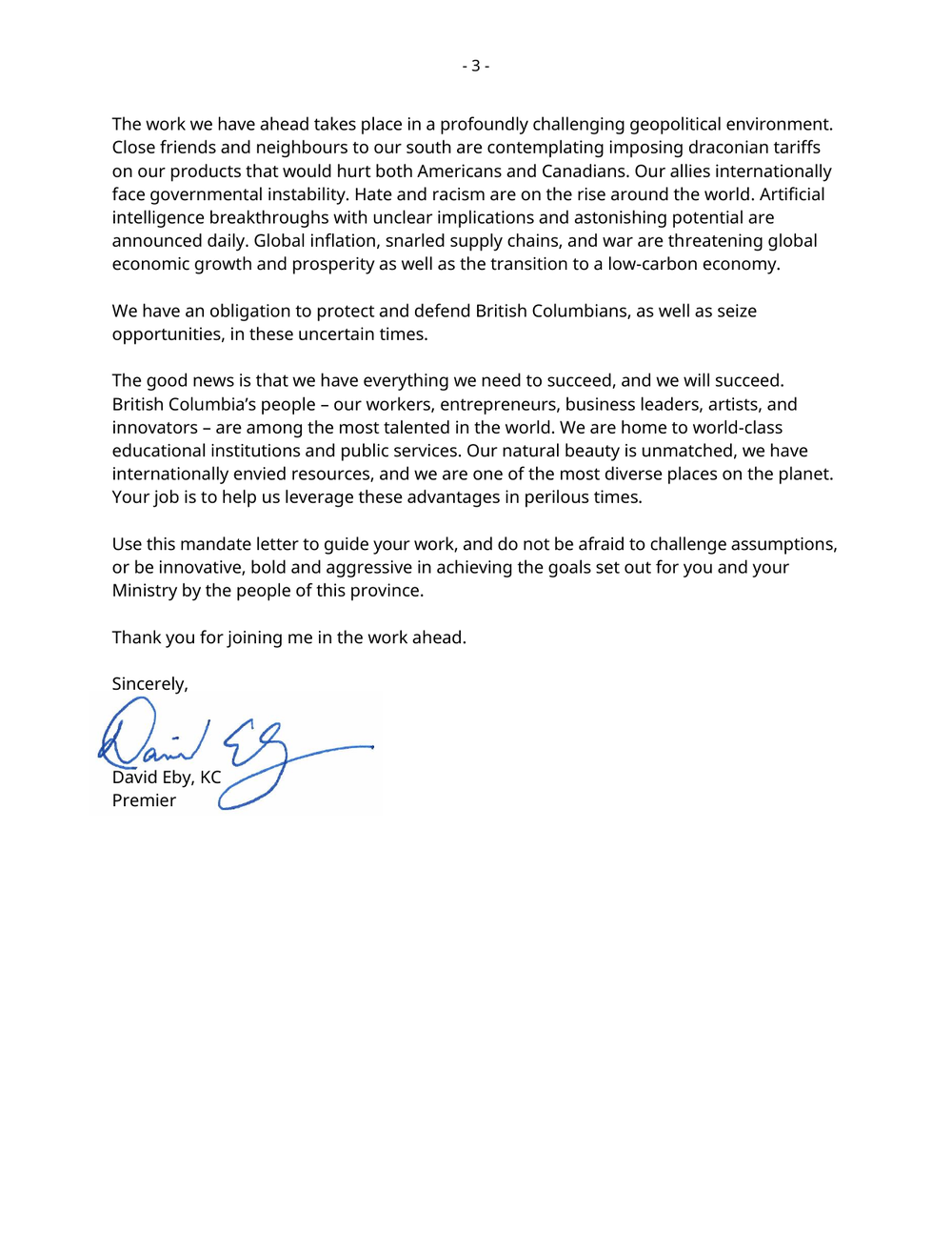 Page 3 of the mandate letter