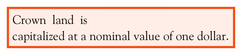 B.C. Public Accounts 2025/26, boxed: Crown land is capitalized at a nominal value of one dollar.
