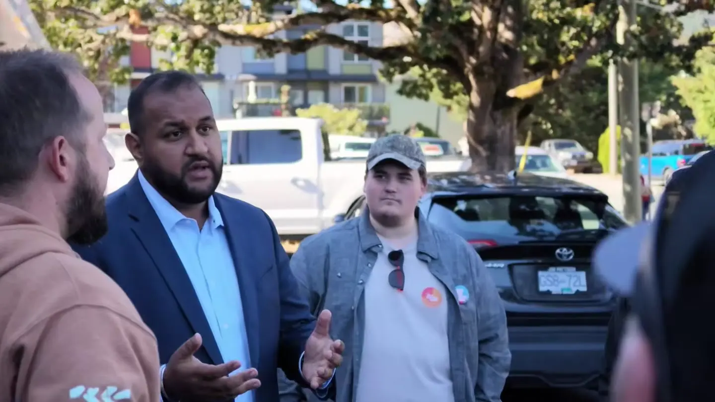 Ravi Parmar speaking to the Four Wheel Drive Association delegation outside his Langford campaign office, at 3:14 in the recording, as he says: Mining is still a big opportunity there